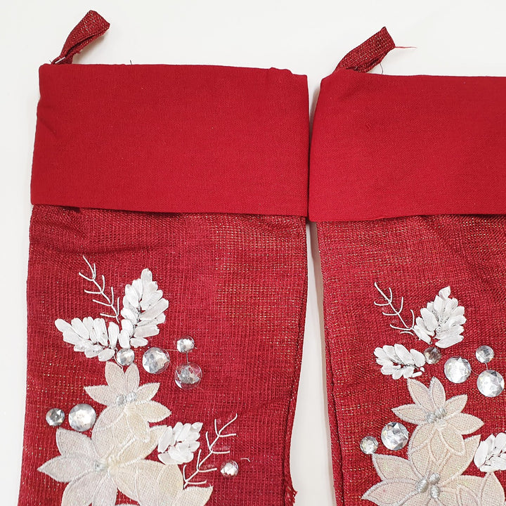 Set of 4 Red Poinsettia Stocking - Second