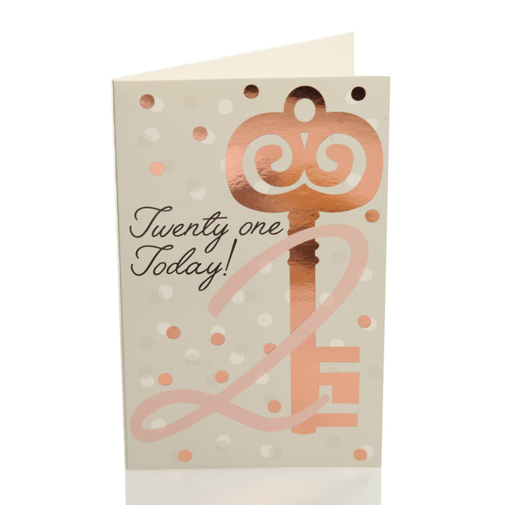 21st Birthday Card and Wrap Rose Gold Key