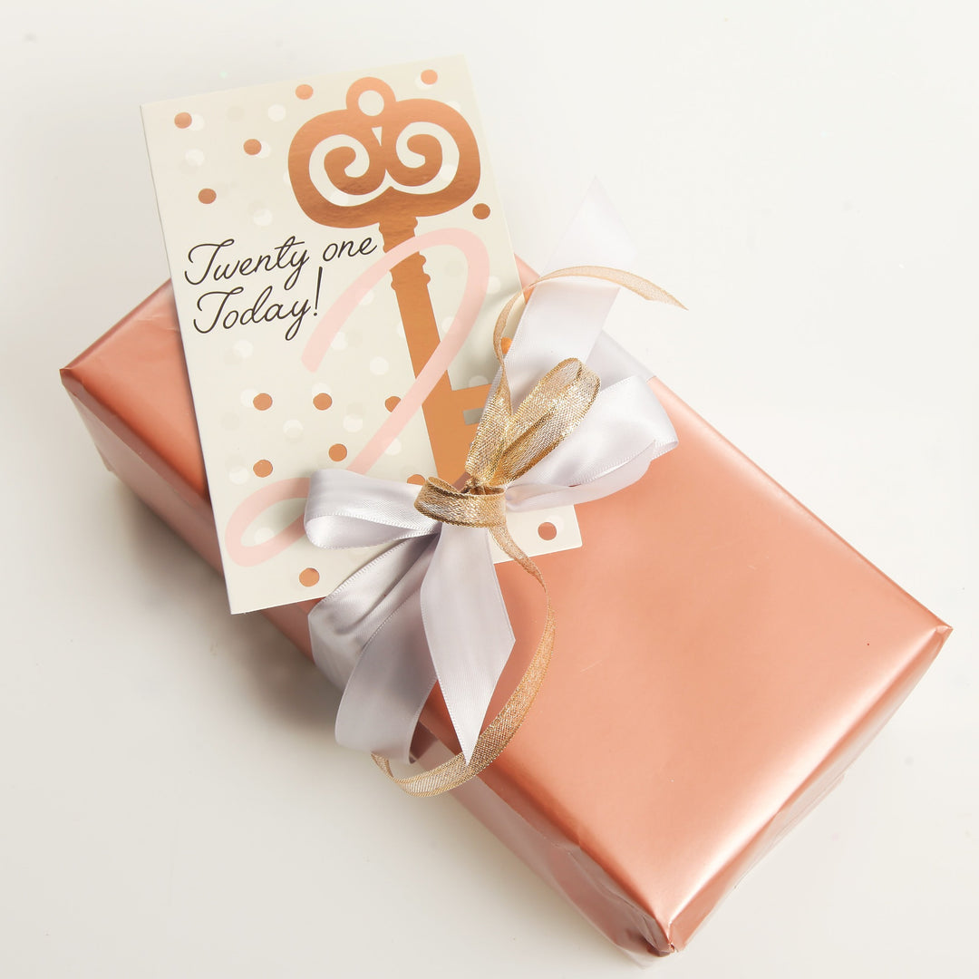 21st Birthday Card and Wrap Rose Gold Key