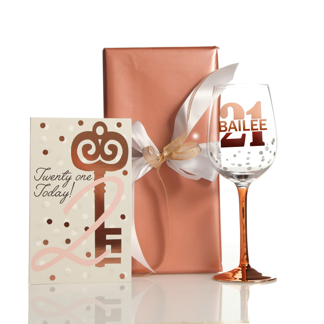 21st Birthday Card and Wrap Rose Gold Key