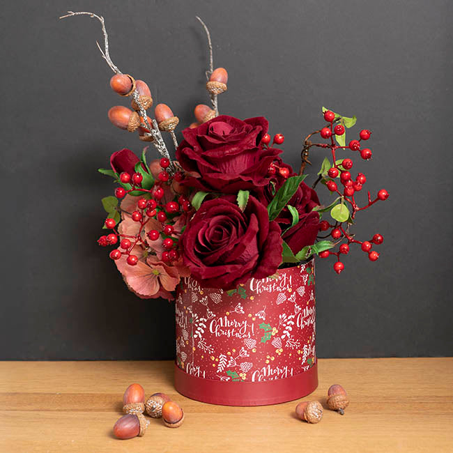 Merry Christmas Red Round Christmas Gift Box