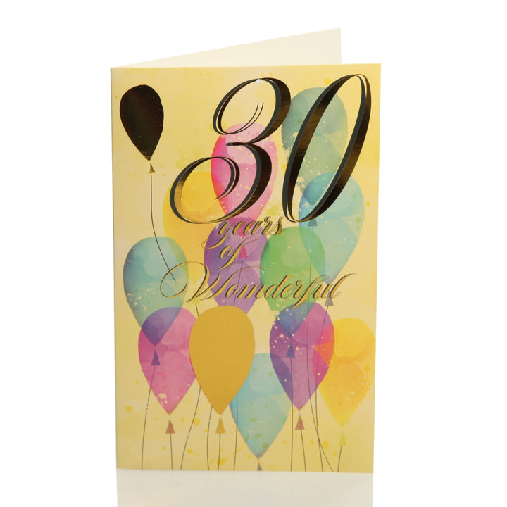 30th Birthday Card and Kraft Wrap Balloons