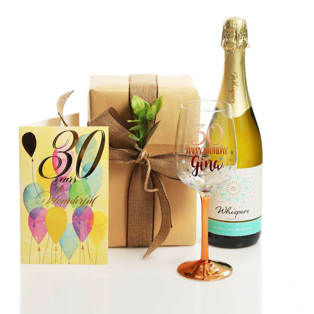 30th Birthday Card and Kraft Wrap Balloons