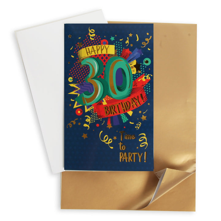30th Birthday Card and Wrap Time to Party