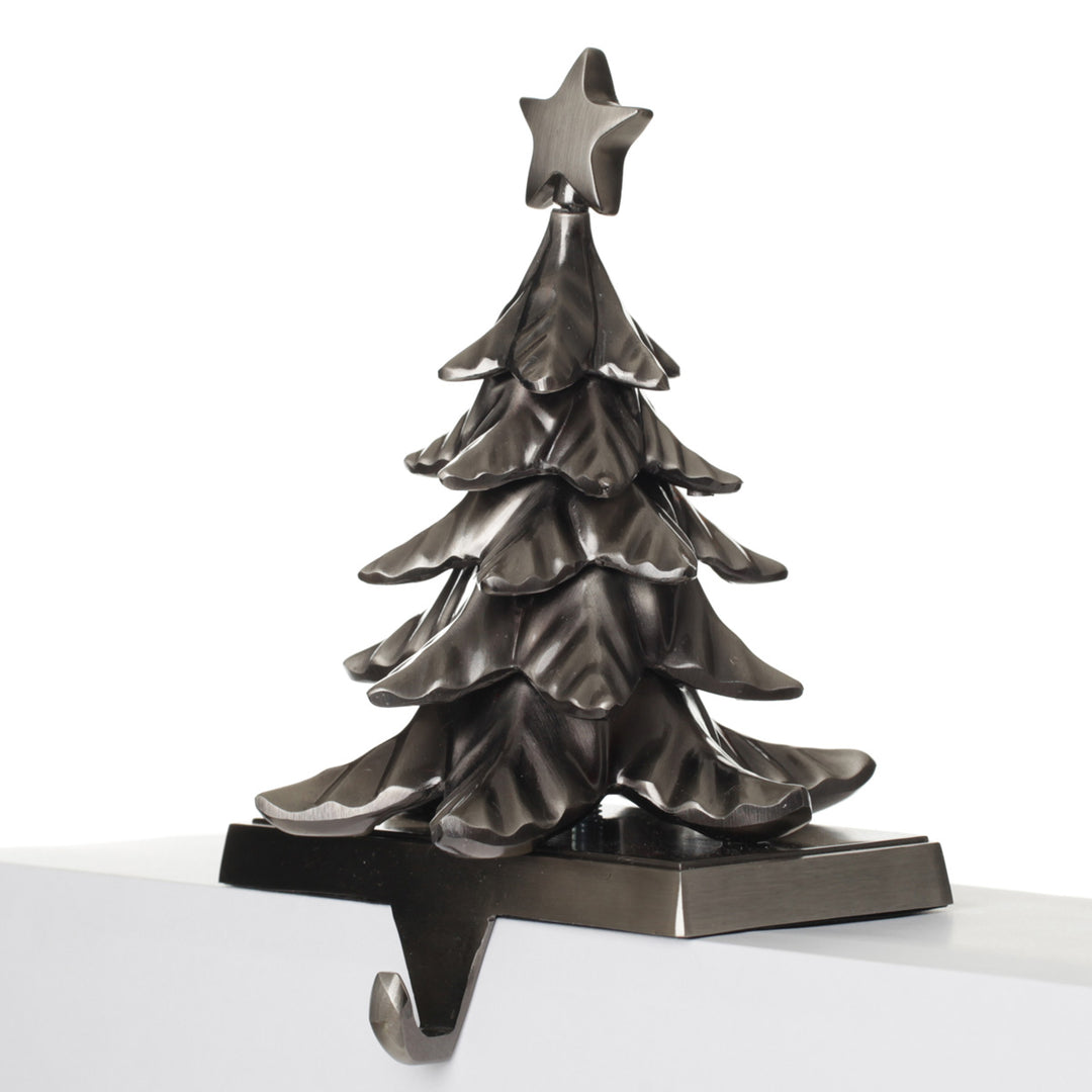 Antique Silver 3D Tree Stocking Hanger