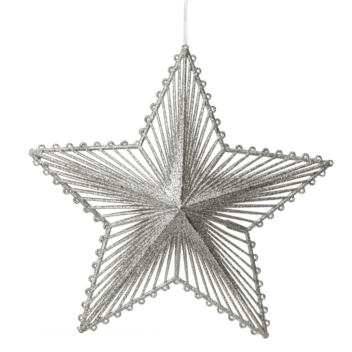 Silver Hollow Glitter Star front