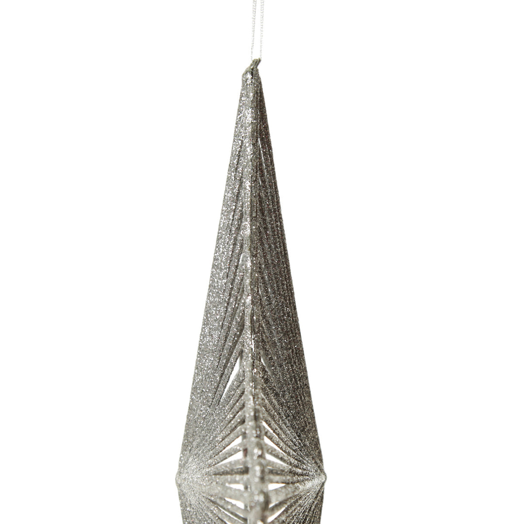 Silver Hollow Glitter Star top detail