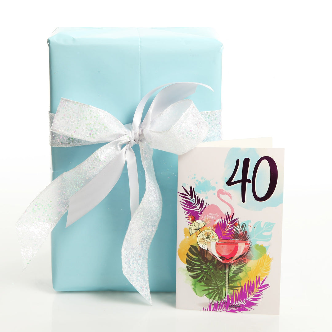 40th Birthday Card and Wrap Gold Balloons