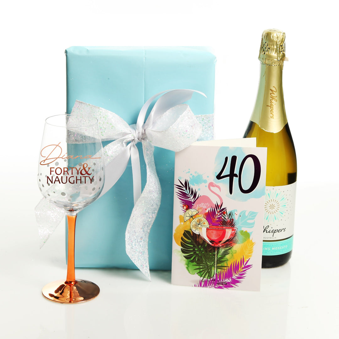 40th Birthday Card and Wrap Gold Balloons