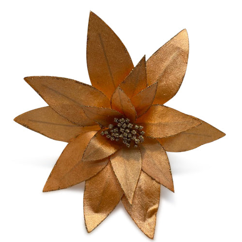 Peach Lily Flower Stem with Gold Glitter Trim