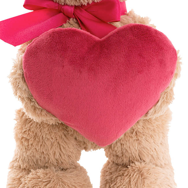 Standing Teddy with Heart - Brown 37cm