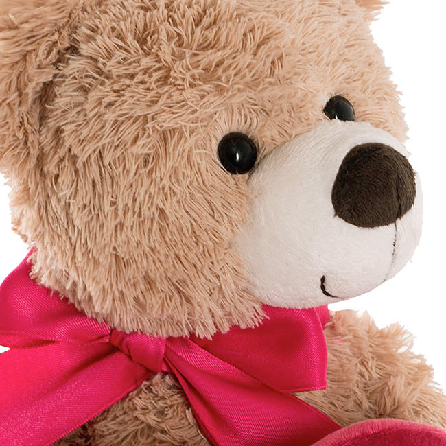Standing Teddy with Heart - Brown 37cm