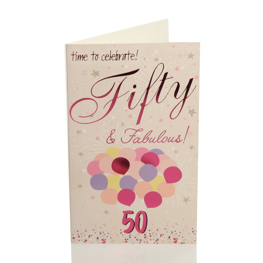 50th Birthday Card and Wrap Fabulous Rose Gold