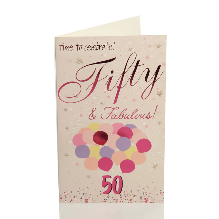 50th Birthday Card and Wrap Fabulous Rose Gold