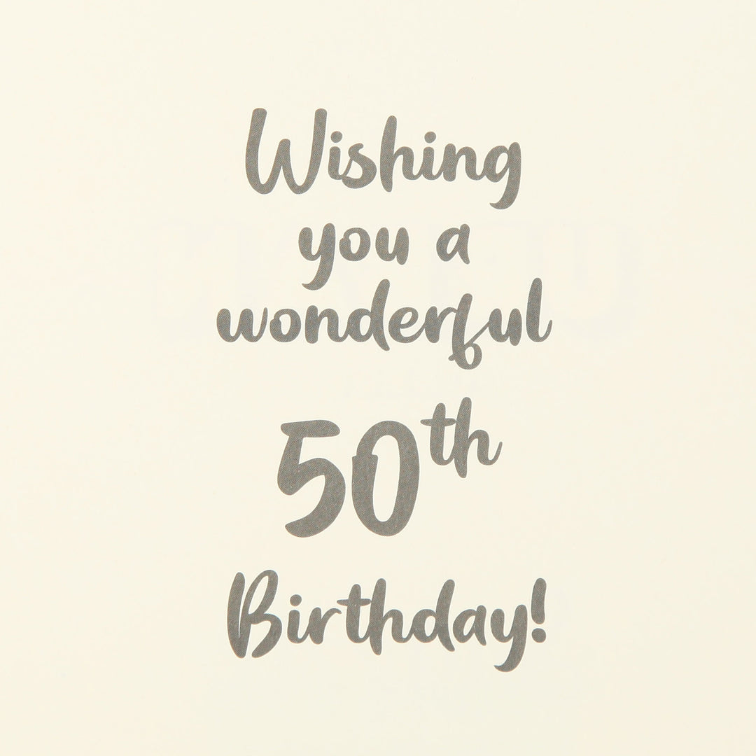 50th Birthday Card and Wrap Gold Circles