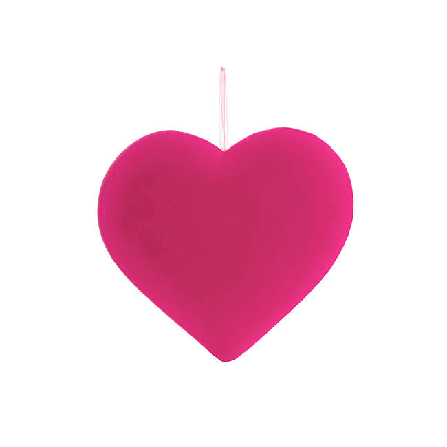 Hanging Love Heart - Hot Pink Flocked 23cm