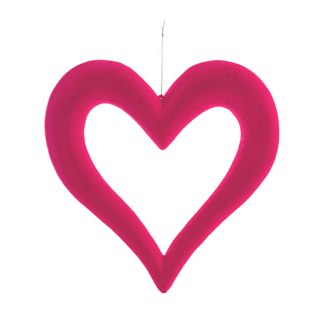 Hanging Love Heart Outline - Hot Pink Flocked 24cm