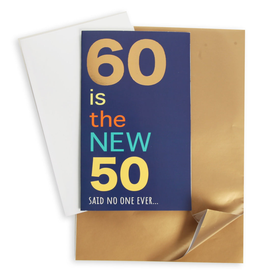 60th Birthday Card and Wrap Blue and Gold