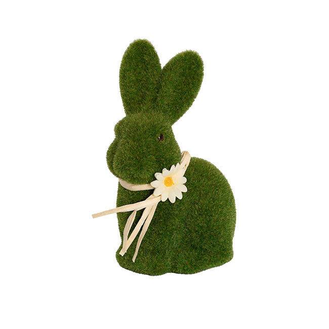 Green Flocked Bunny - Flower