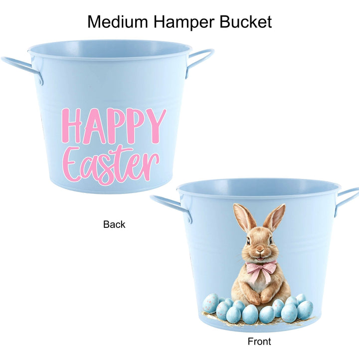 Easter Hamper Bucket - Sweet Sitting Bunny and Eggs
