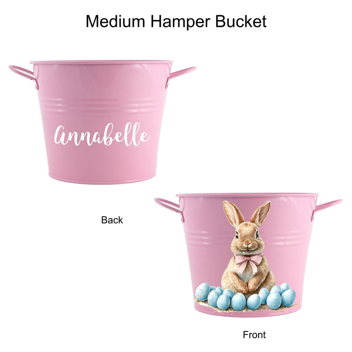 Easter Hamper Bucket - Sweet Sitting Bunny and Eggs