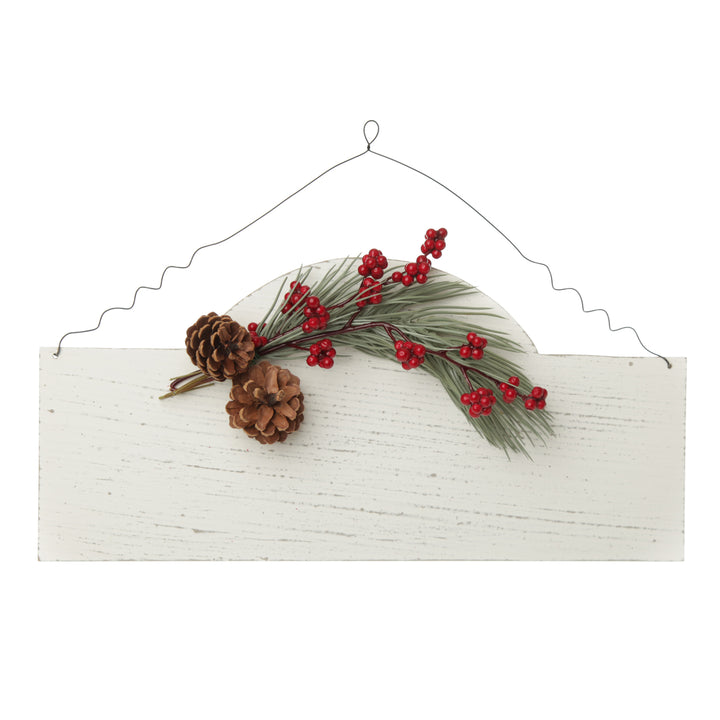 Personalised Arched Country Christmas Wood Plaque with Red Berry