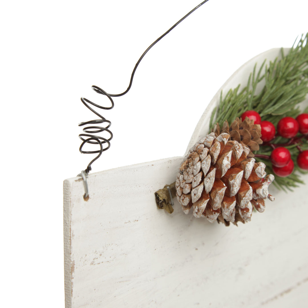 Personalised Arched Country Christmas Wood Plaque with Red Berry