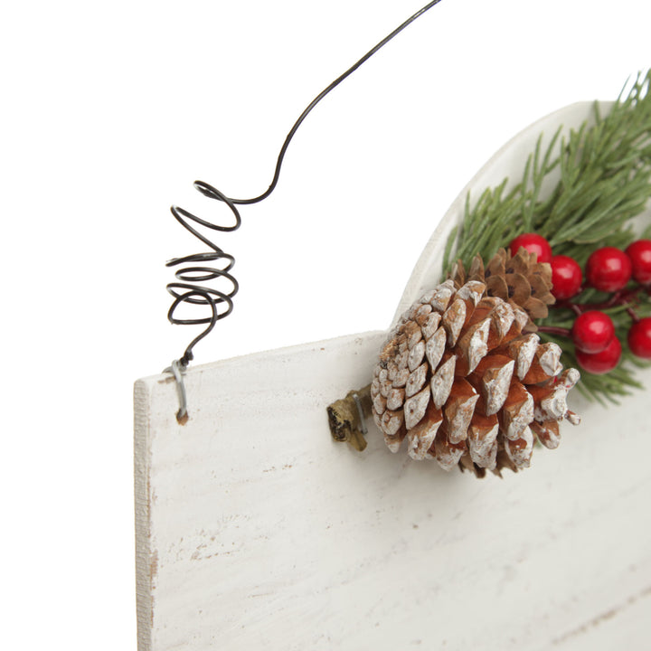 Personalised Arched Country Christmas Wood Plaque with Red Berry
