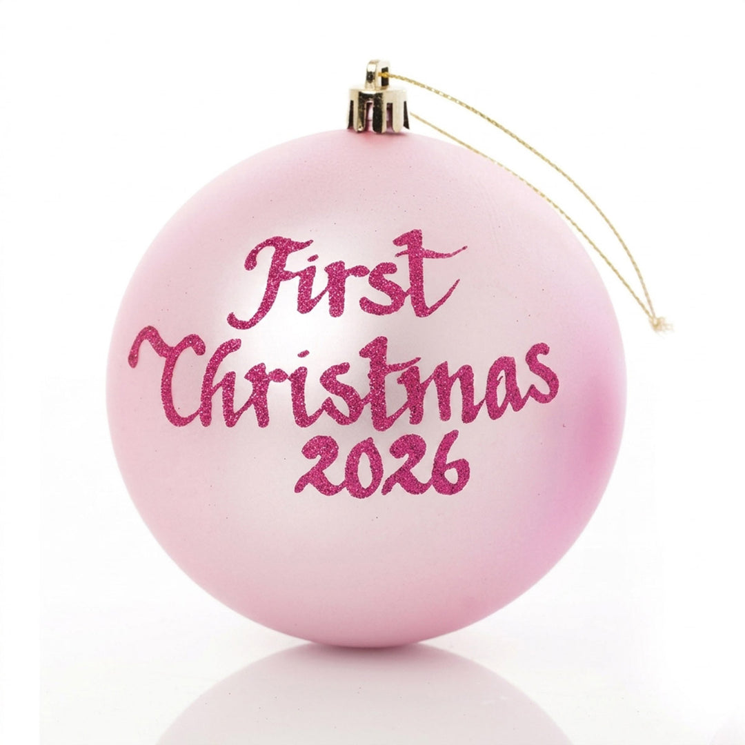 Baby Pink First Christmas Personalised Bauble
