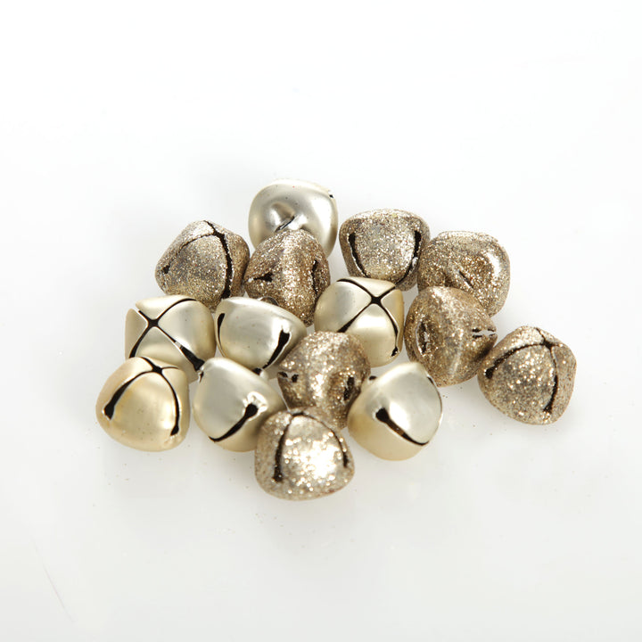 Champagne Mini Jingle Bell Decorations - Bag of 15