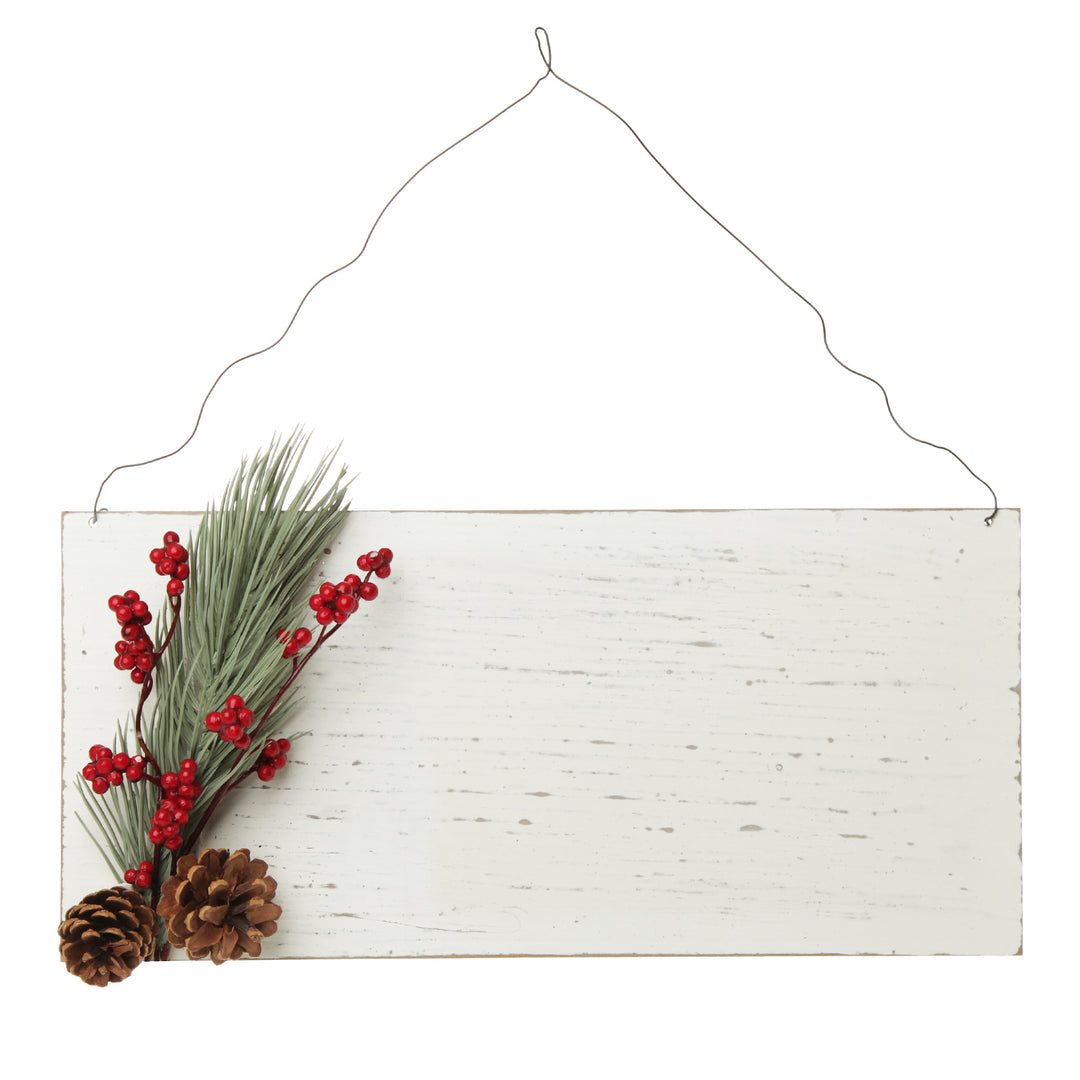Personalised Country Christmas Wood Plaque with Red Berry