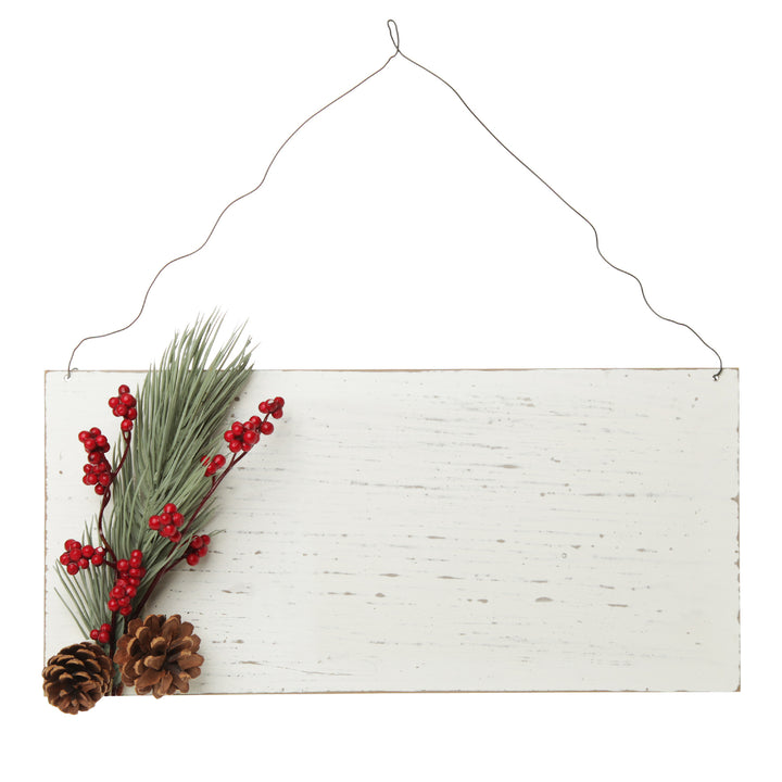 Personalised Country Christmas Wood Plaque with Red Berry