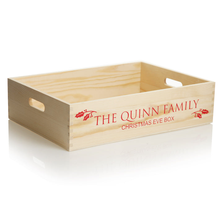 Personalised Christmas Eve Wooden Crate - Holly Design