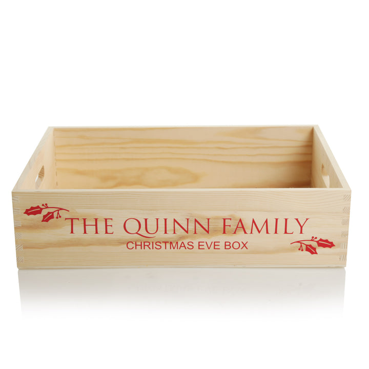 Personalised Christmas Eve Wooden Crate - Holly Design