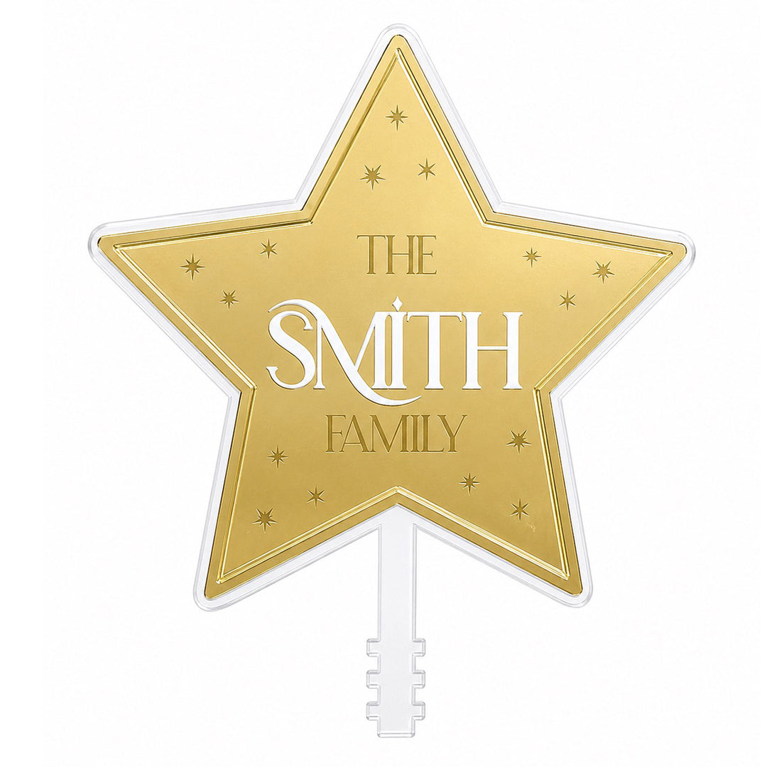 Personalised Double Layer Laser Cut Tree Topper - Plain - Gold