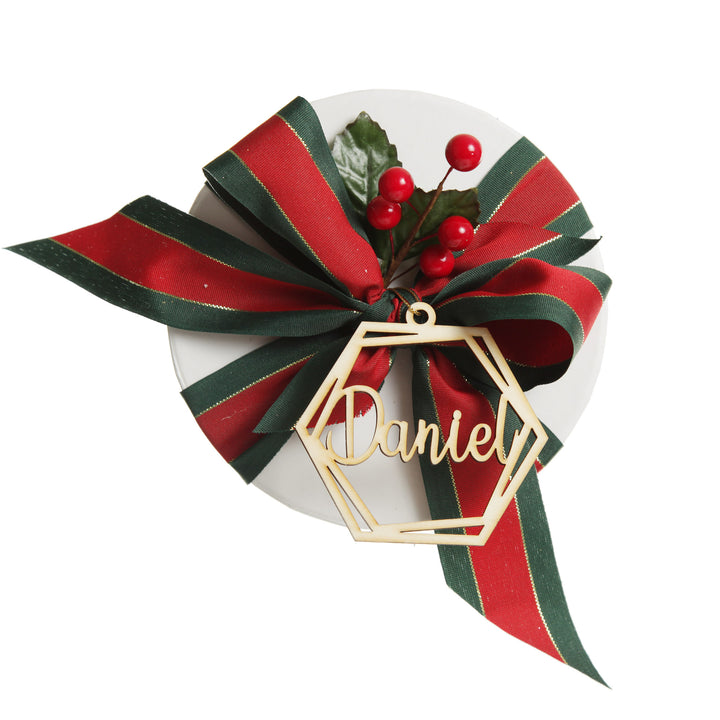 Personalised Hexagonal Laser Cut Christmas Decoration
