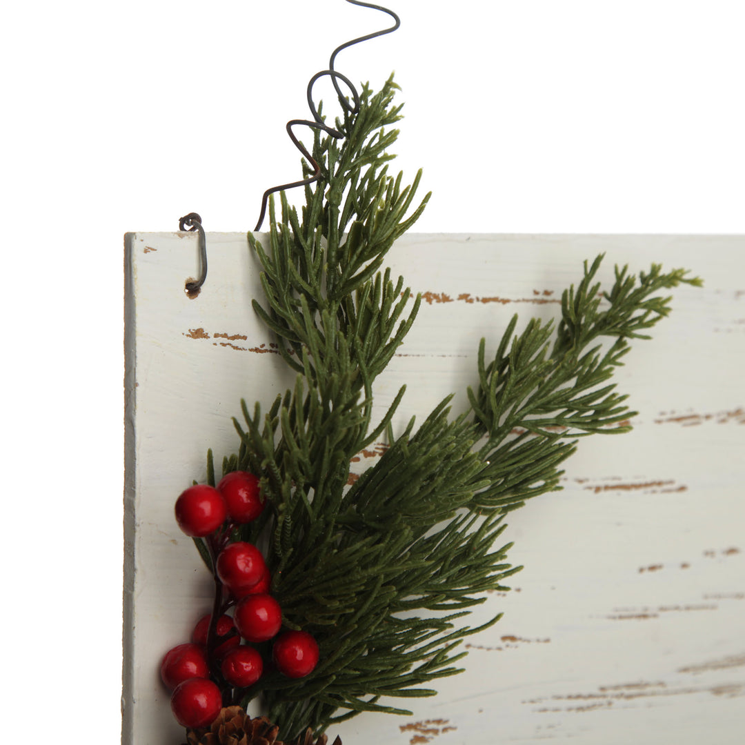 Personalised Country Christmas Wood Plaque with Red Berry