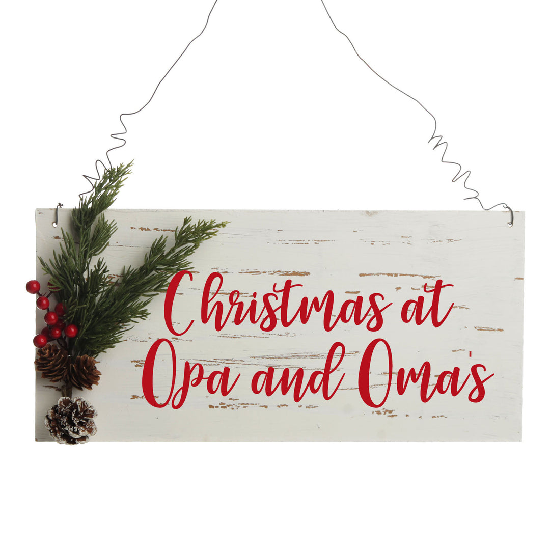 Personalised Country Christmas Wood Plaque with Red Berry