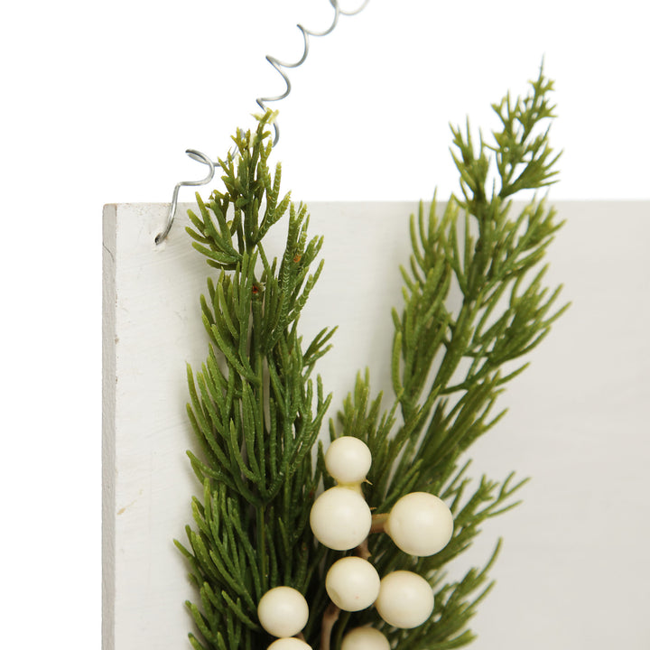 Personalised Country Christmas Wood Plaque with White Berry