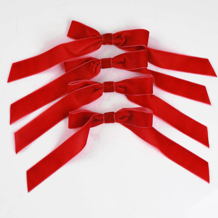Red Velvet Bow - Pack of 4