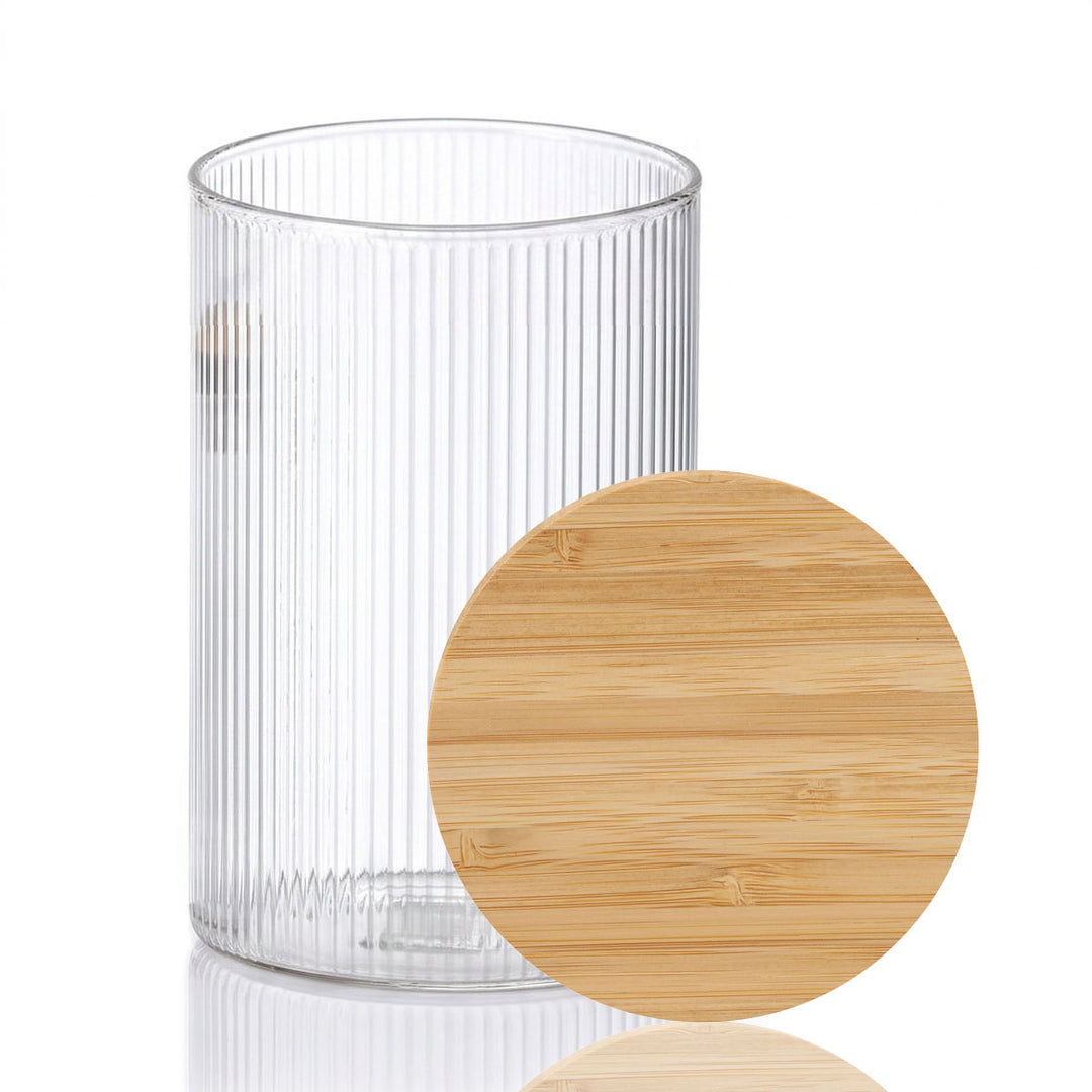 Large Ribbed Treat Jar with Wooden Lid