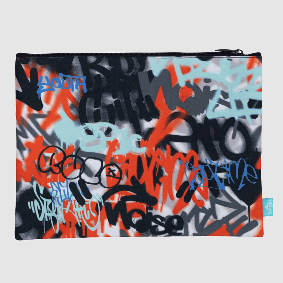 A4 Twin Zip Pencil Case - Urban Scrawl Design