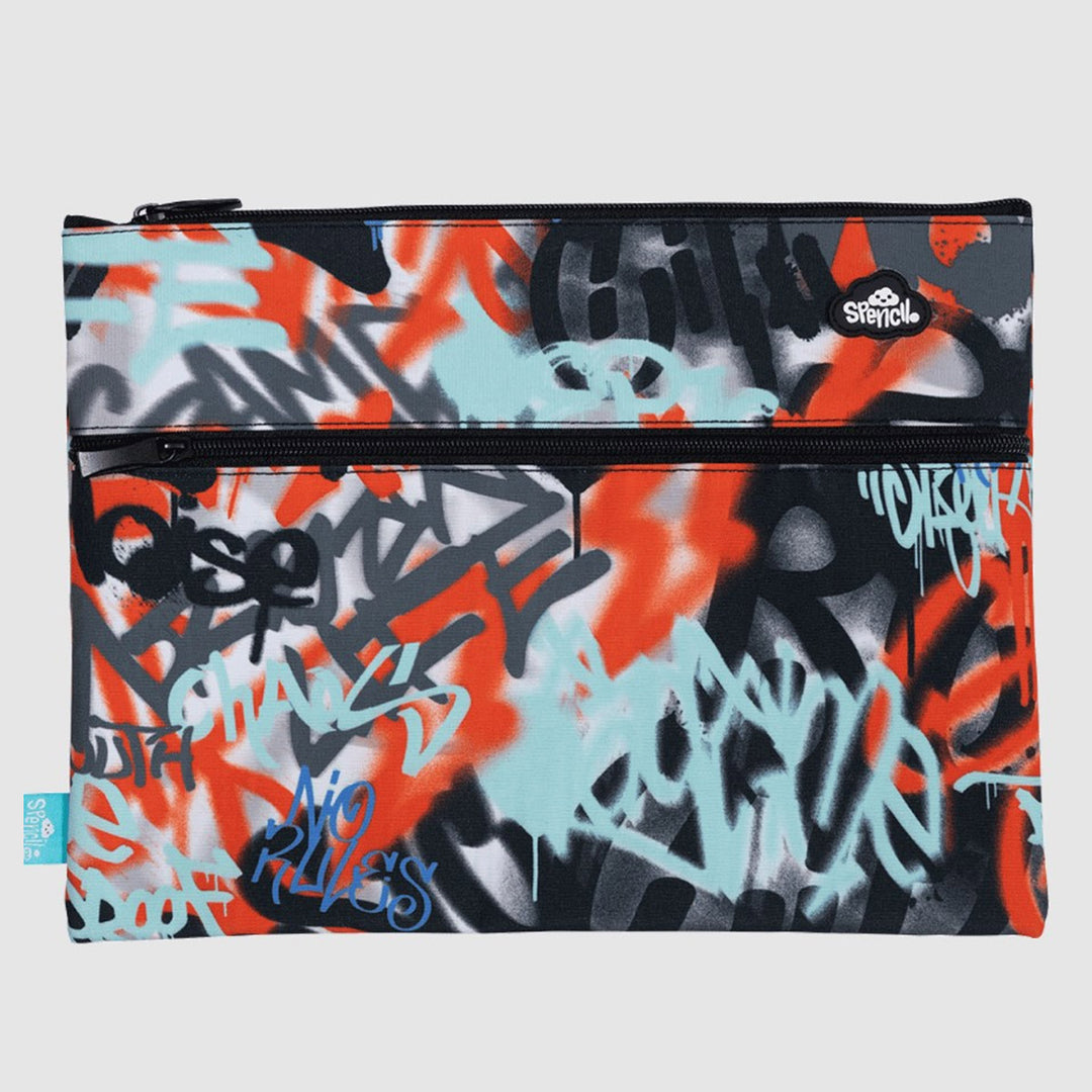 A4 Twin Zip Pencil Case - Urban Scrawl Design