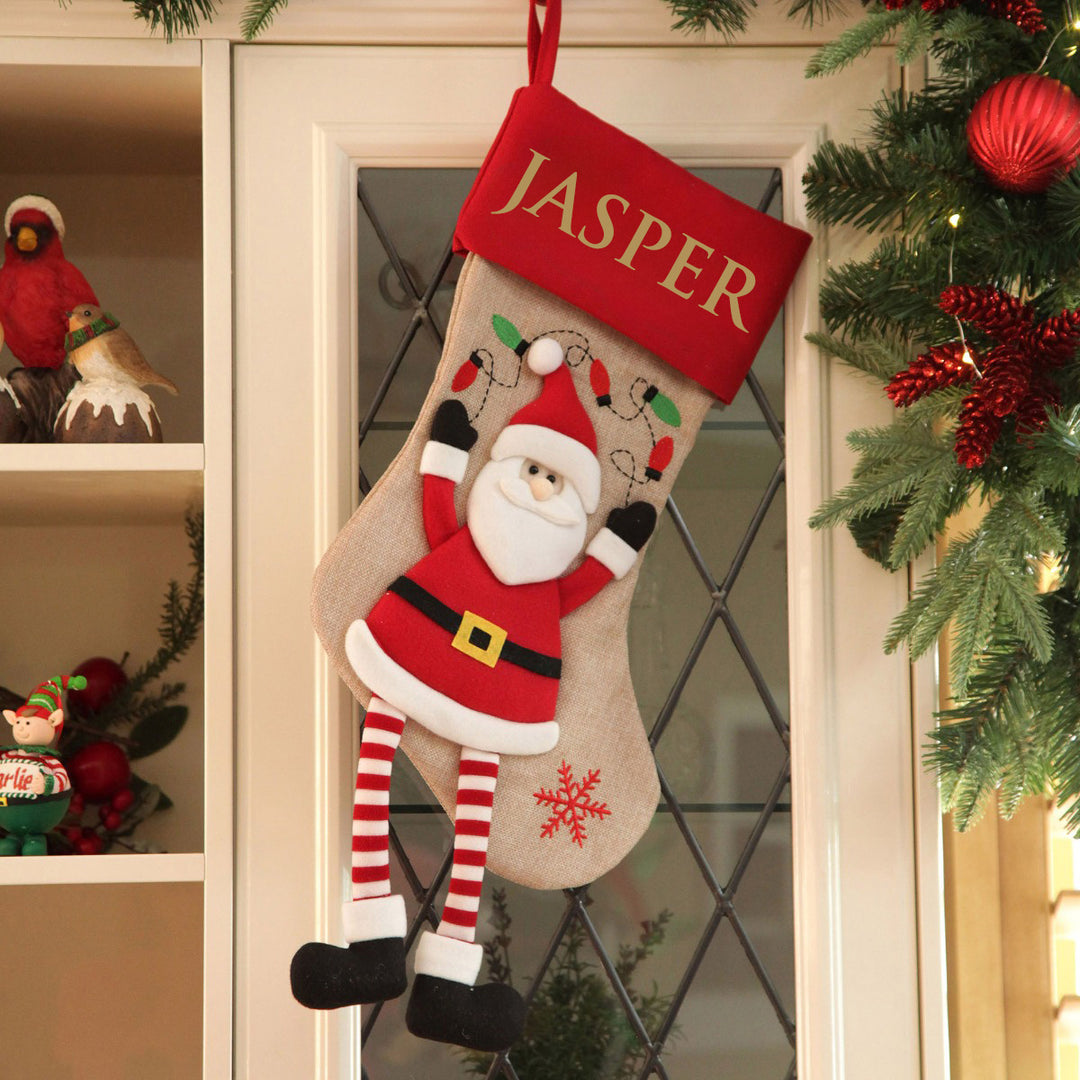 Personalised Santa Christmas Stocking with Dangly Legs