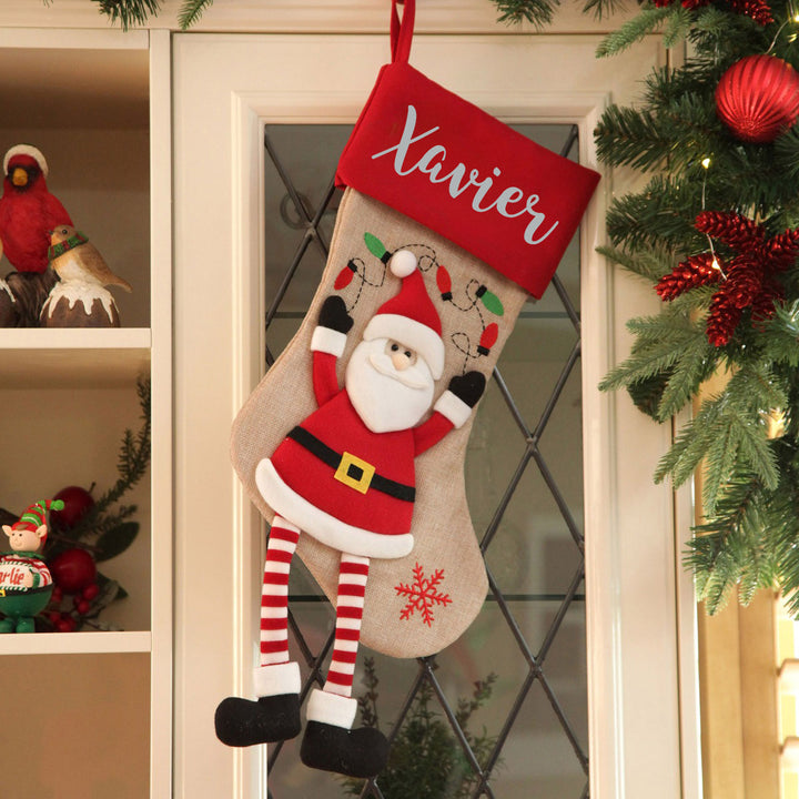 Personalised Santa Christmas Stocking with Dangly Legs