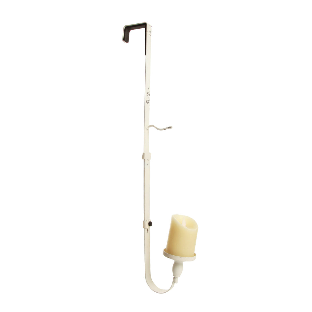 Adjustable White Wreath Hanger with Candle Holder