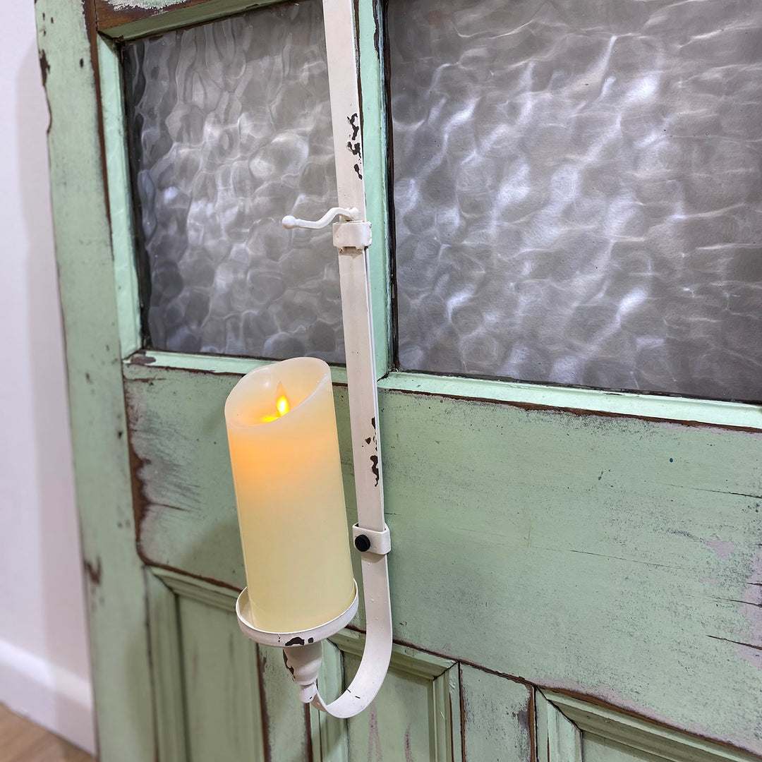 Adjustable White Wreath Hanger with Candle Holder