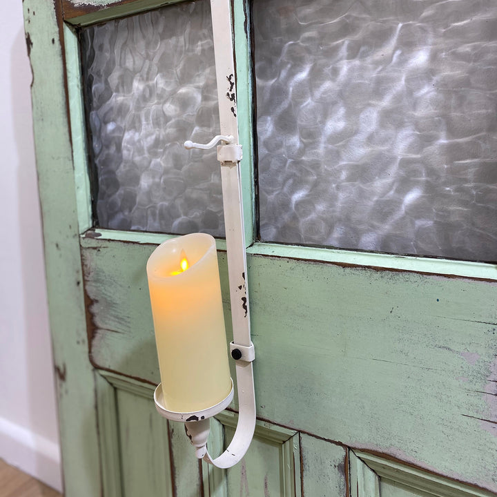 Adjustable White Wreath Hanger with Candle Holder
