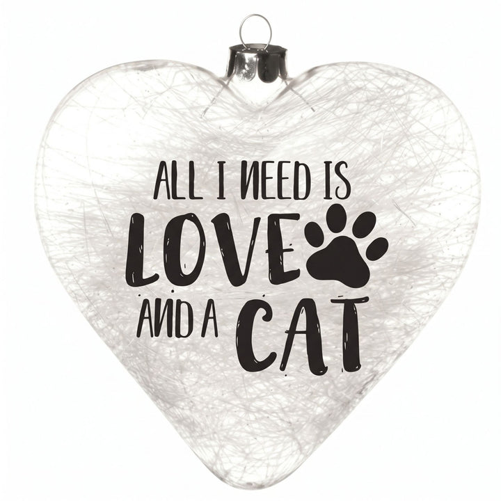 Personalised Icicle Glass Heart - All I need is Love and a Cat