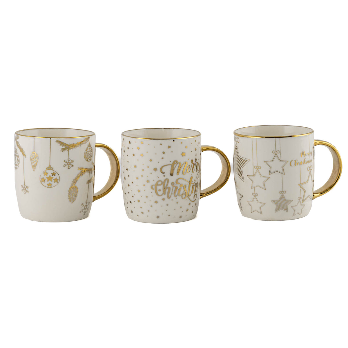 Gold Foiled Christmas Mug - Star Ornaments